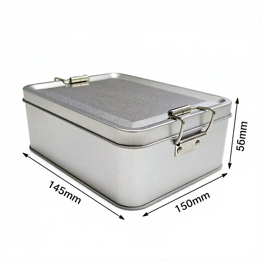 2pcs vintage tin box, double buckle storage, food storage box, cosmetic organizer, tiramisu container, home decor box, Australian pantry - Silver - Size 2pcs — image 4