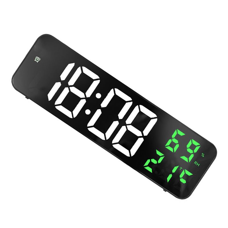 Mirror Large Digital LED Clock Home Electronic Alarm Clock Large Screen Plug in Clock Wall Mounted White and Green โ image 2