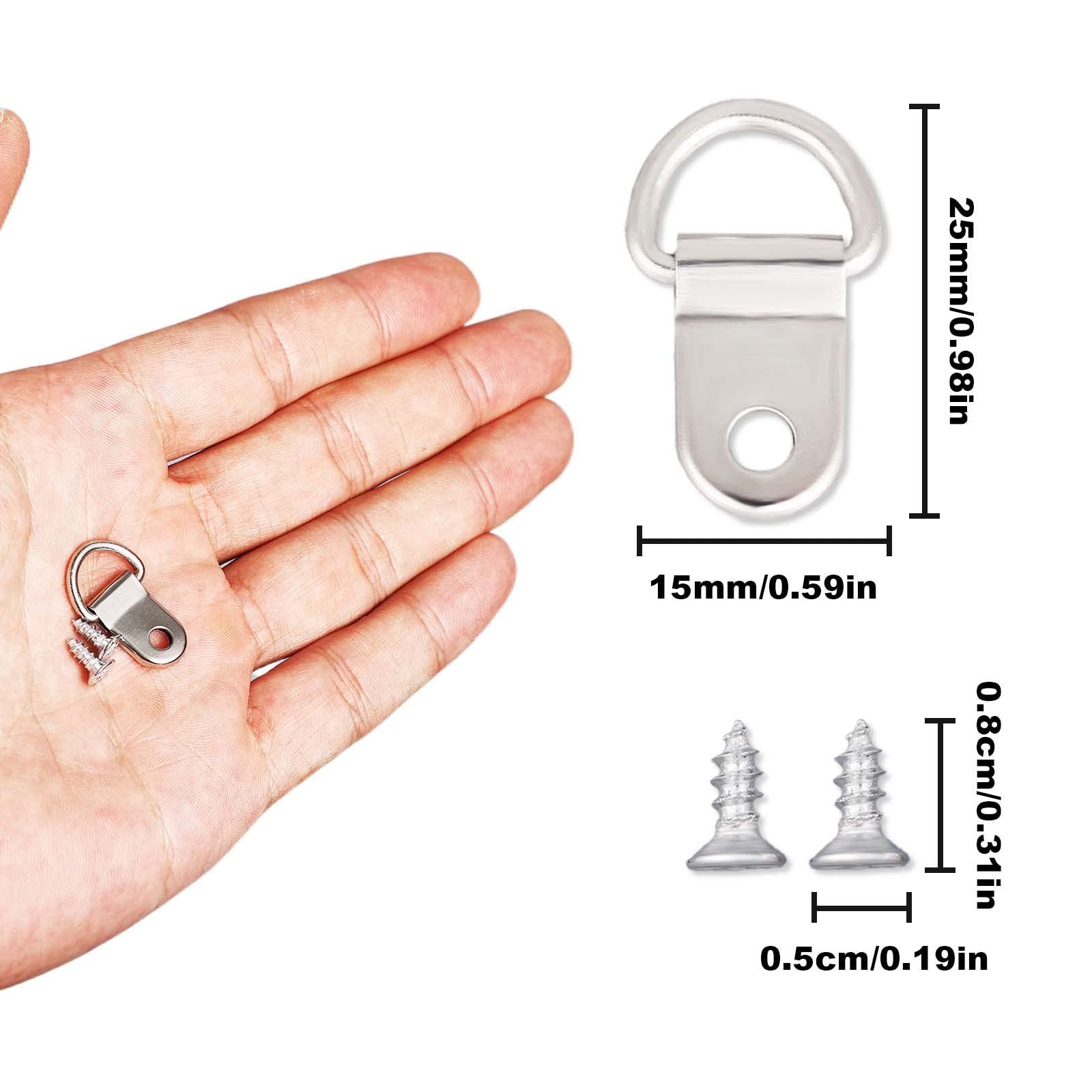 50pcs D Ring Hangers, Heavy Duty Small D-Ring Picture Hangers Kit with 50pcs Screws Nickel Plated Picture Frame Wire Kit โ image 2