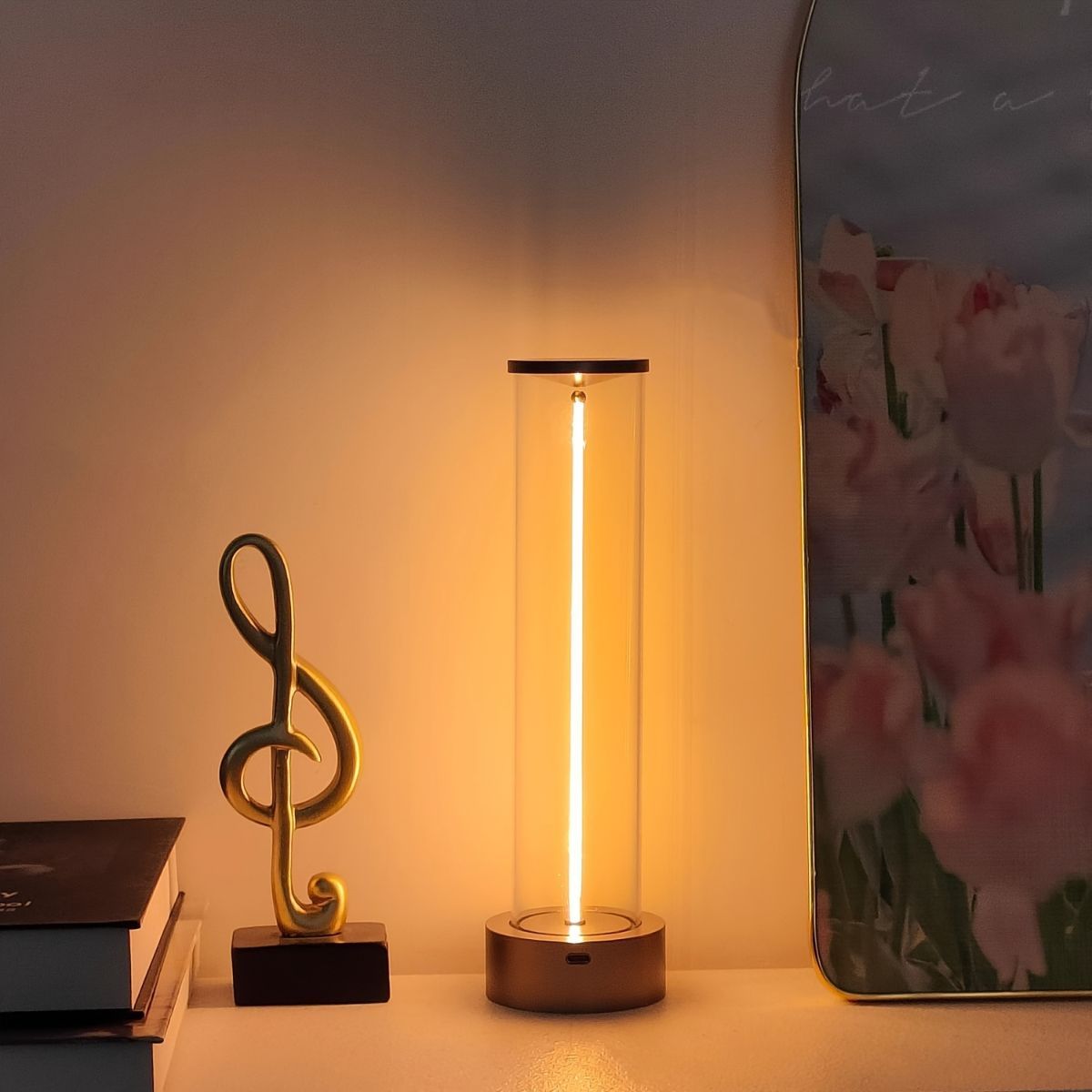 Minimalist Table Lamp Cordless Lamp Rechargeable Lamp Touch Dimmable Lamp - Black - Size 24CM — image 2