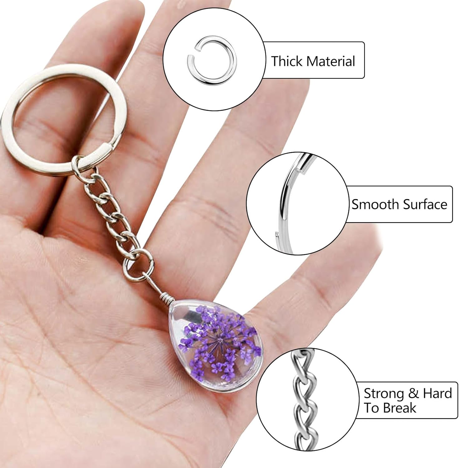 100 Pack Metal Keychains,1 Inch Split Key Chain Rings with Chain and Open Jump Rings for Keychain Making and Crafts DIY — image 3