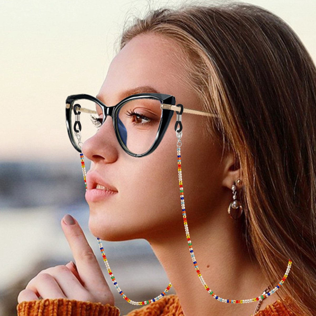 4 pieces - Glasses cord - Glasses chain - Sunglasses cord - Glasses chain - Glasses strap - 70CM - color - for men women - man-made pearl - Glasses Accessory โ image 2