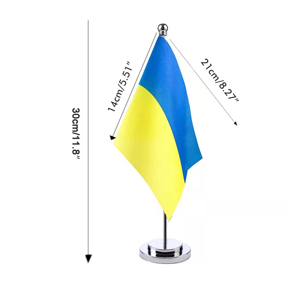 Ukraine Table Flag Ukrainian Desk Flag with Stick and Base Decoration for Home Office Meeting Room — image 3
