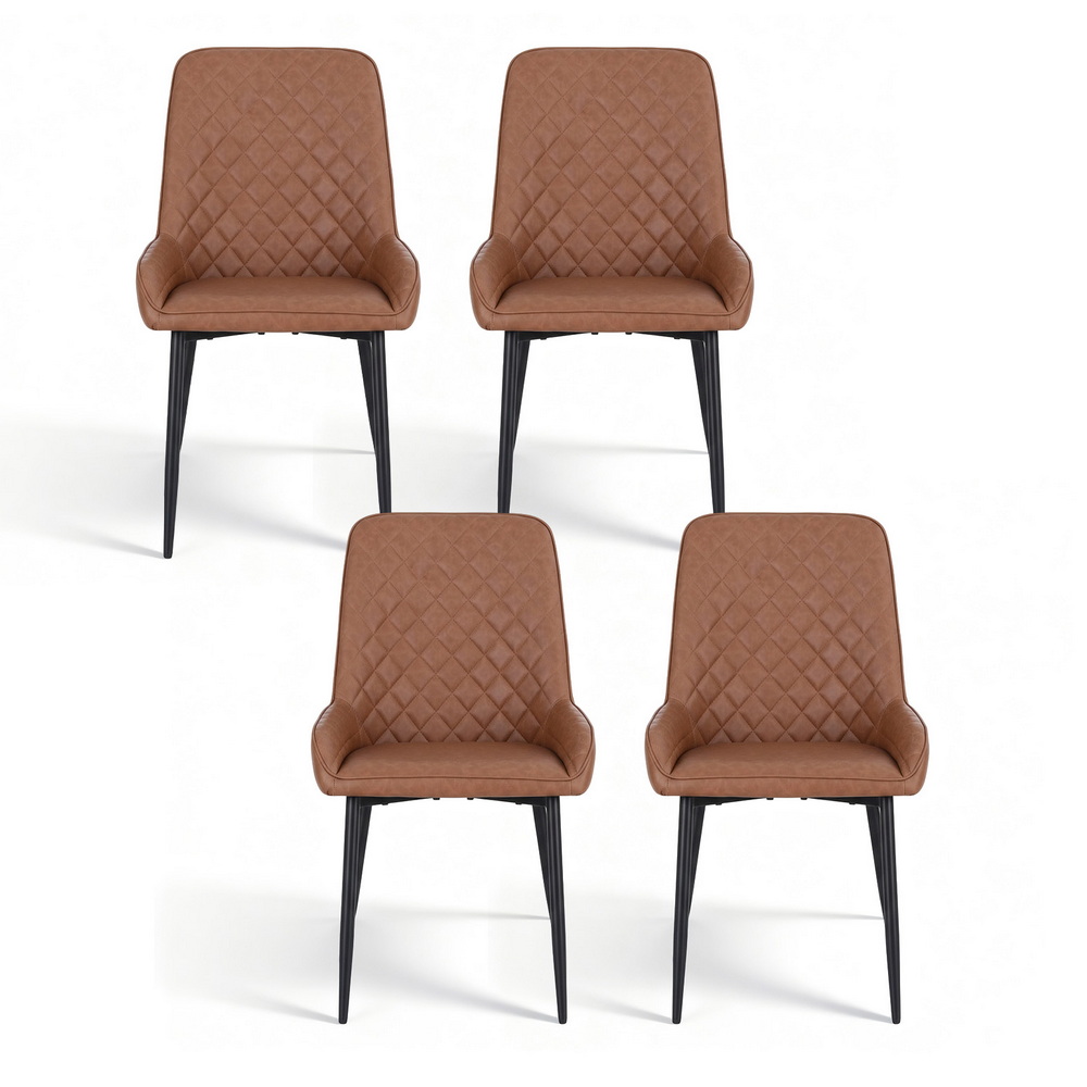 Artiss 4x Dining Chairs Retro PU Leather Kitchen Lounge Cafe Accent Chair Brown โ image 3