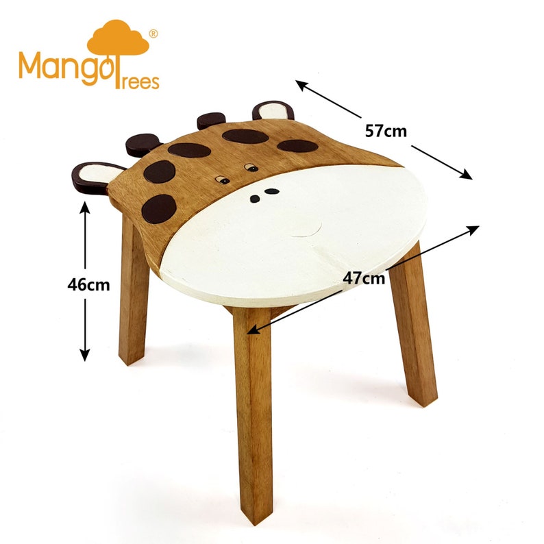 Hand Carved Children's Table Wooden GIRAFFE Theme — image 2