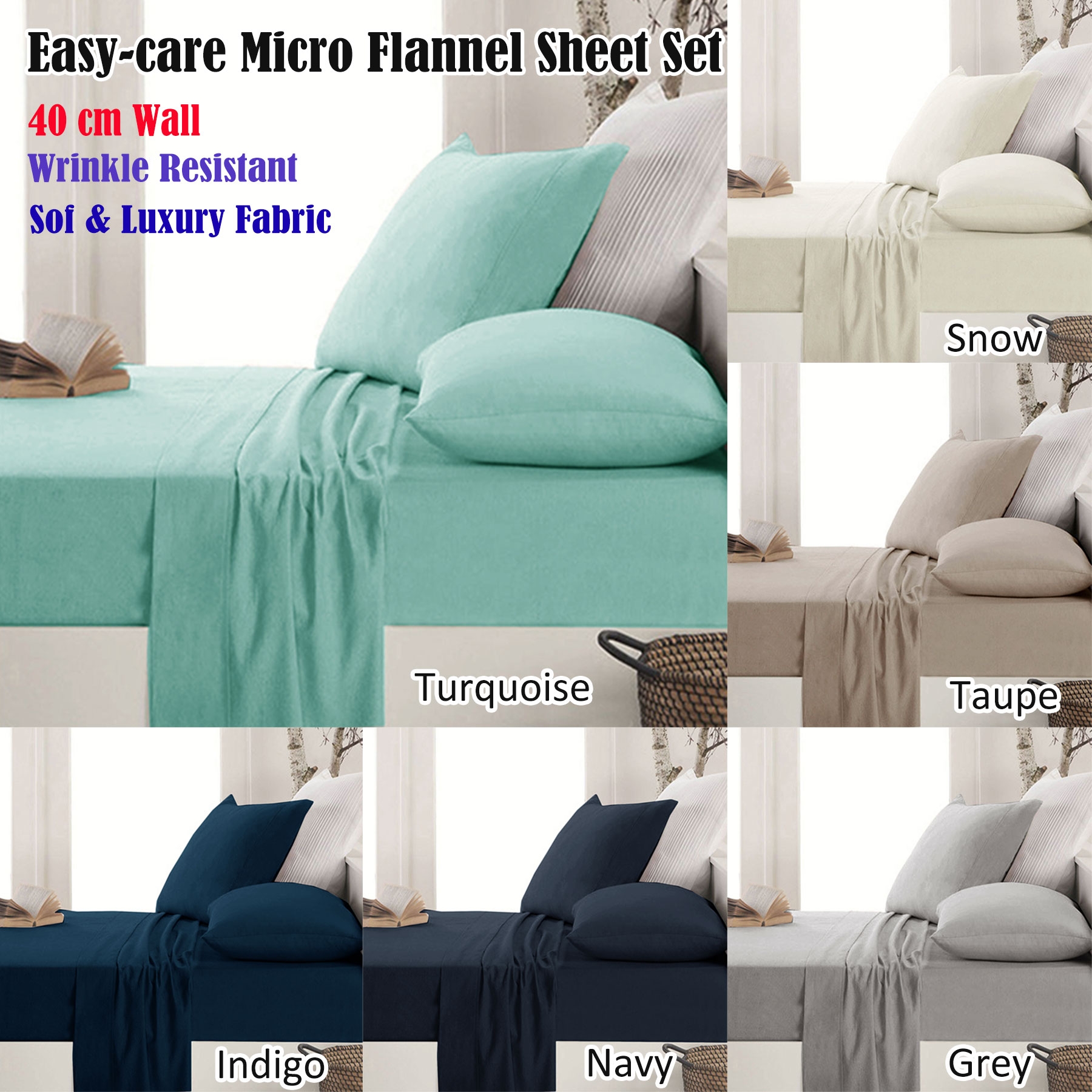 Apartmento Easy-care Micro Flannelette Sheet Set Taupe Single — image 2