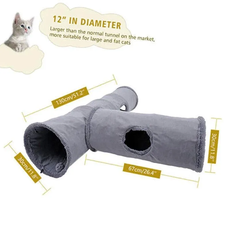Cat Tunnel Pet Toys Play Hide Tube With Ball For Large Cat Dogs Rabbit - S- 67x30CM โ image 5