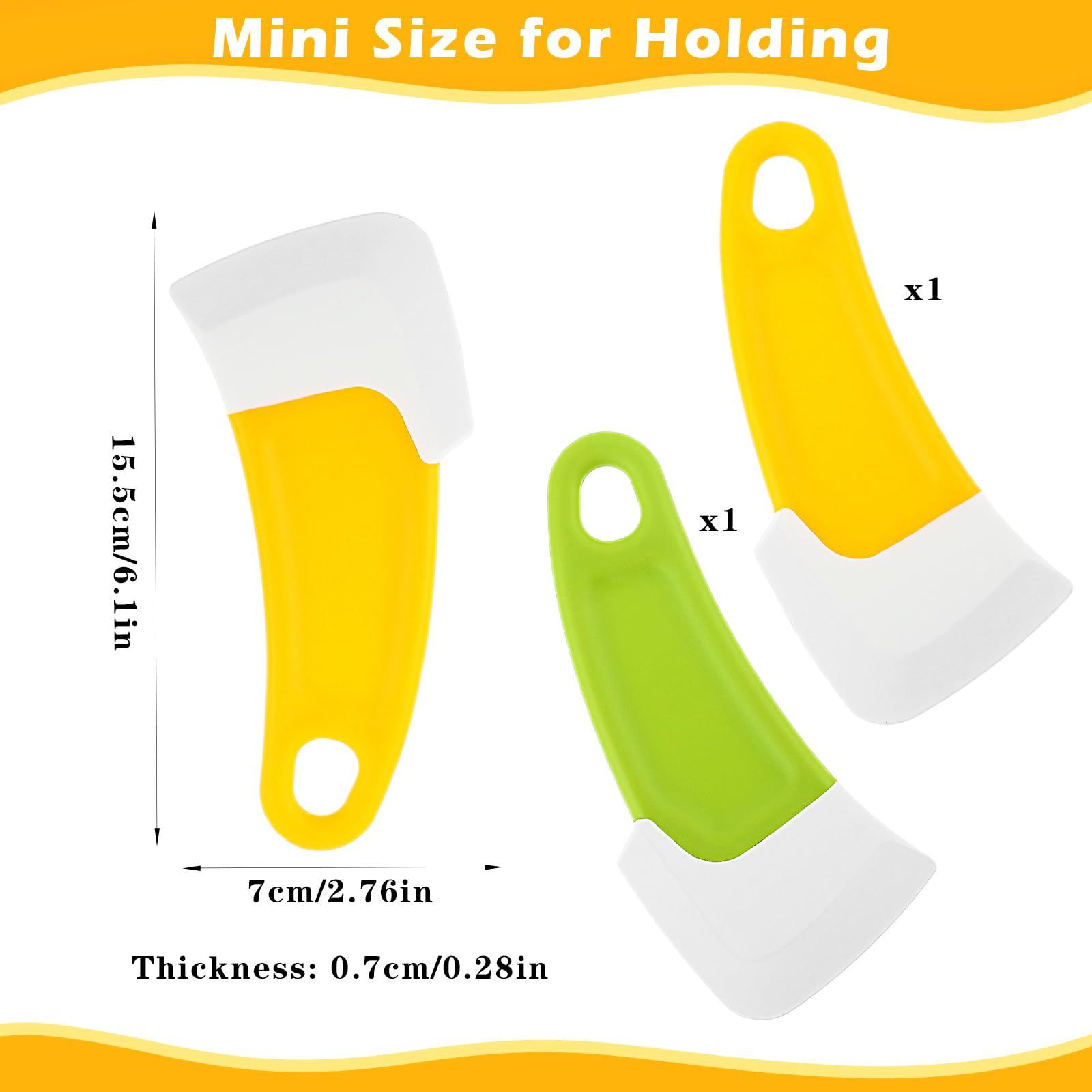 2Pcs Silicone Pan Cleaning Scraper, Dish Scraper for Kitchen Non-stick Plastic Pot Scraper Tool (Green&Yellow) — image 2