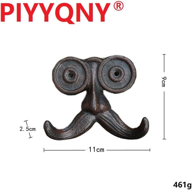 2 Pack Wall Hooks Cast Iron Mustache Hook Vintage Coat Hook Wall Mounted Coat Hooks Country House Double Hook Suitable for Garden Kitchen Utensils(Vintage — image 2