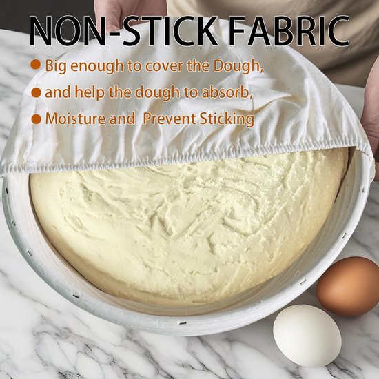Set of 6 round proofing cloths (25 cm / 10 inch) – Fabric lining for proofing baskets – Natural woven – Ideal for sourdough and bread rising (round, without — image 2
