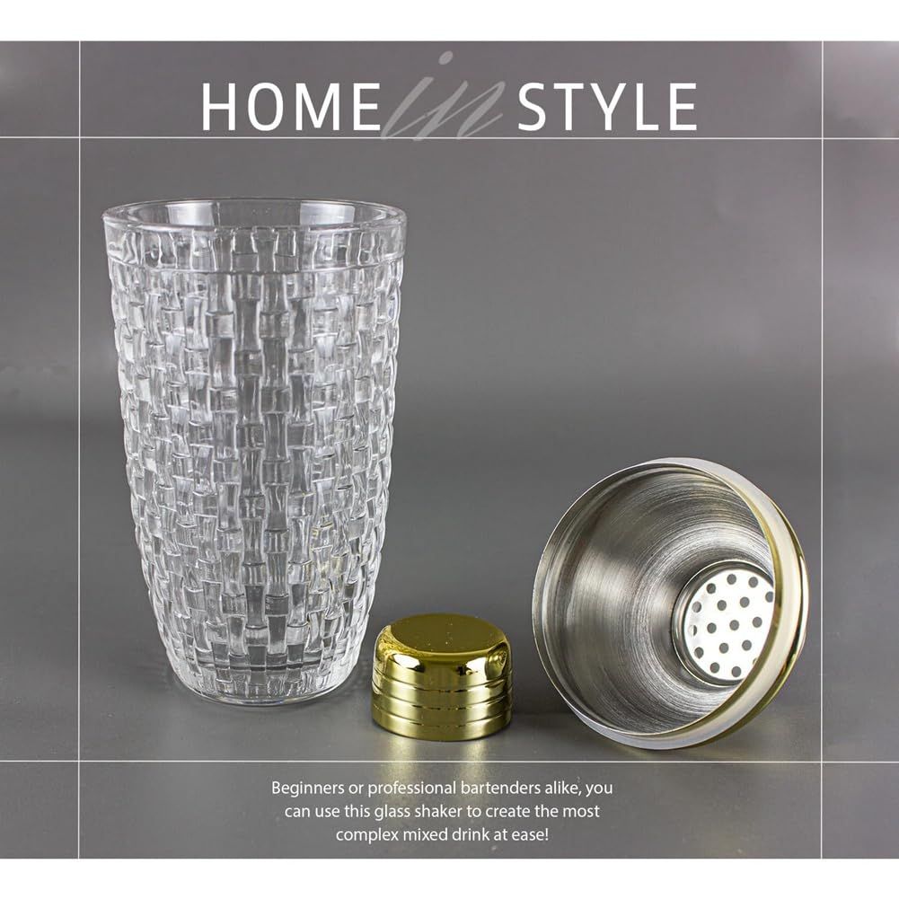 13Oz Glass Cocktail Shaker Set - Glass Shaker for Cocktails, Drink Shakers Cocktail and Cocktail Shakers Gold Easy to Use — image 2