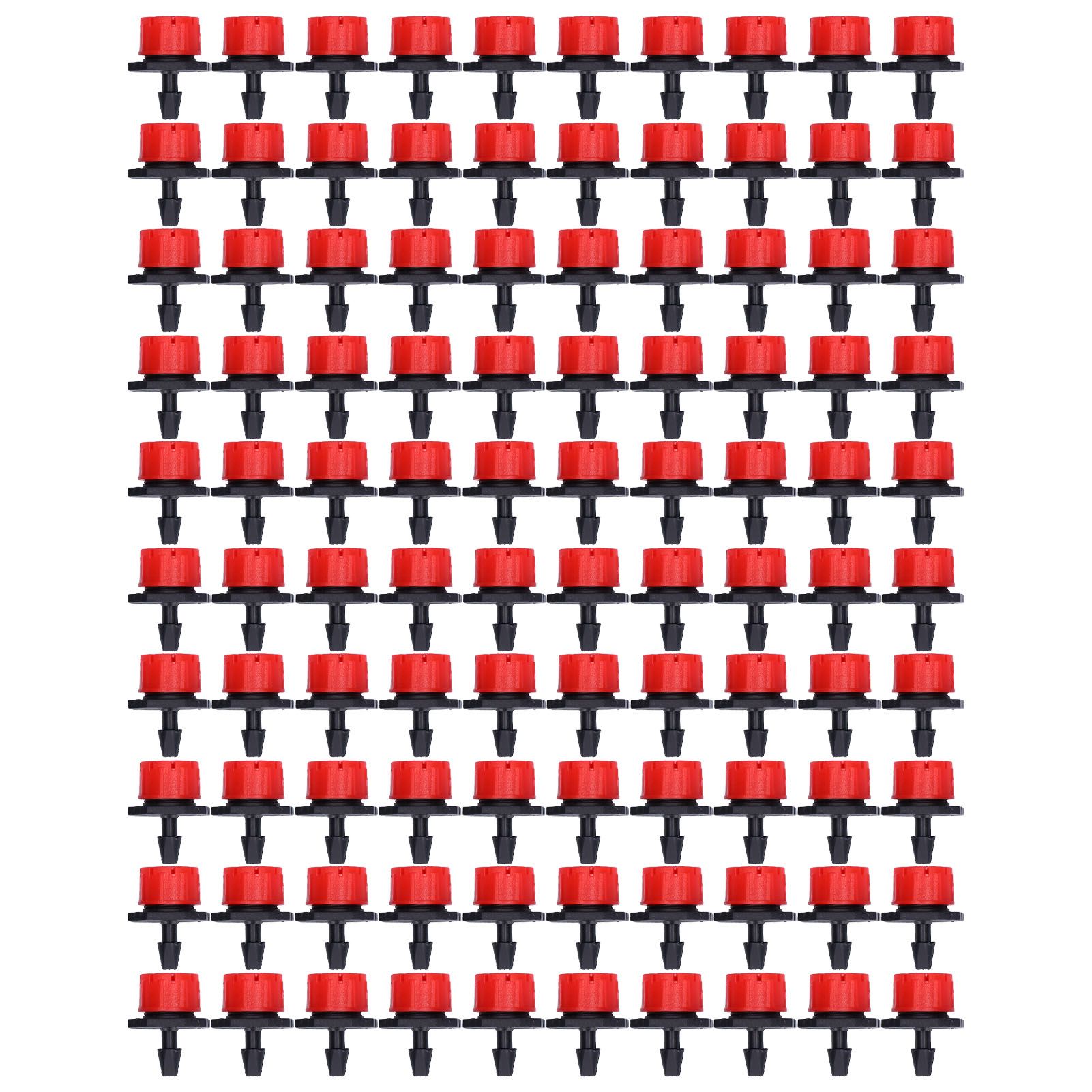 100Pcs 8 Hole Drip Irrigation Emitter Adjustable Drip Irrigation Sprinkler for Garden Greenhouse Courtyard Red