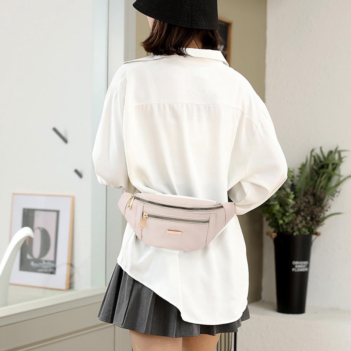 Fanny pack - Travel wallet - Money belt - Fanny pack - Men's and women's fanny pack - Travel - Outdoors - Hiking - Sports - Phone bag - Off-white — image 6