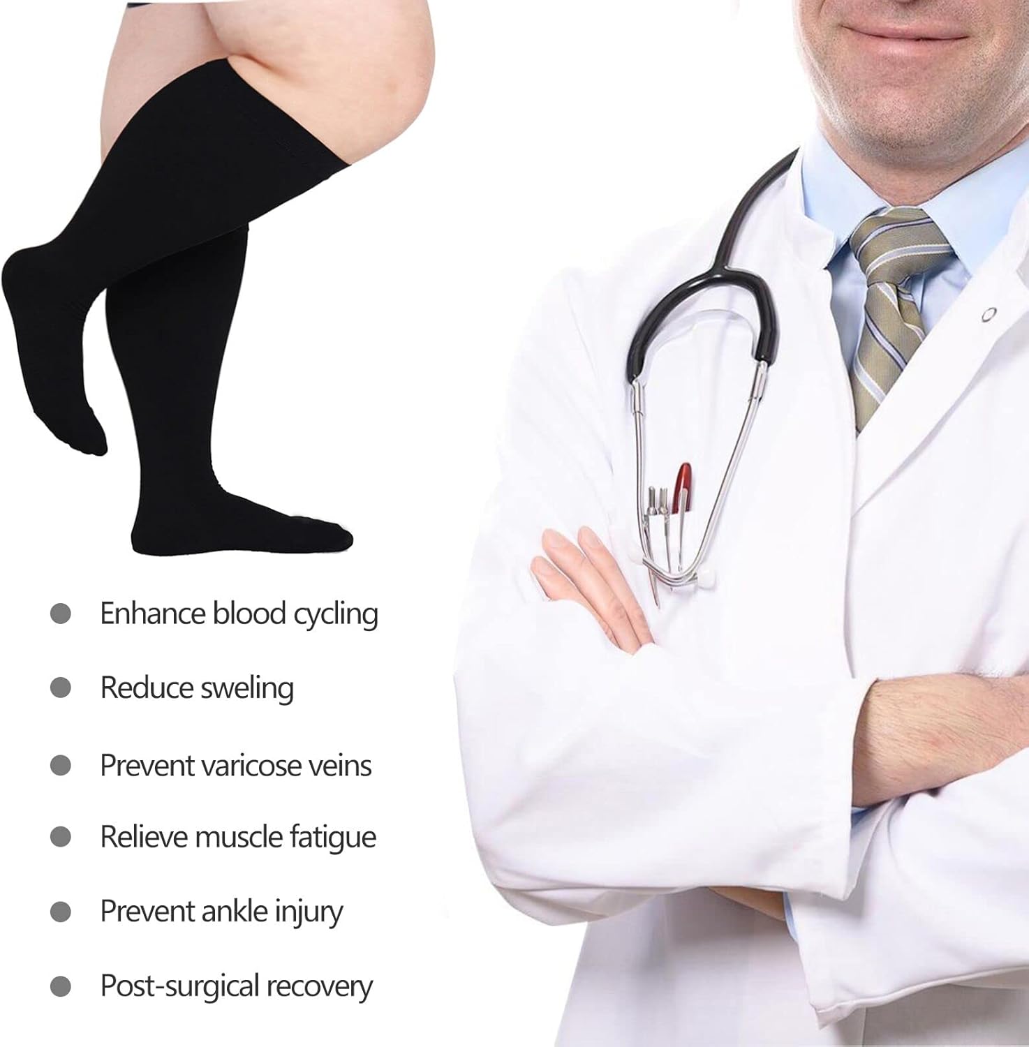 Compression Socks For Women Men,Plus Size Compression Socks Men Women,Wide Calf Compression Stocking.Extra Large Compression Socks — image 5