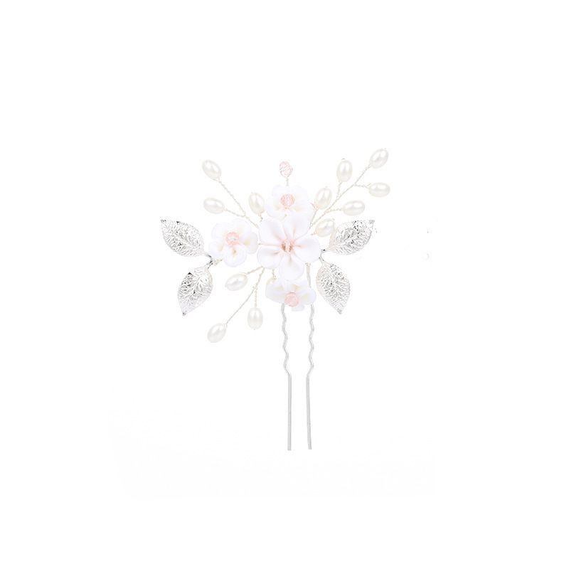 5Pcs Peal Flower Hair Pins Pearl Bridal Hair Pins Silver Wedding Hair Piece Wedding Hair Accessories Hair Flowers for Women Girls