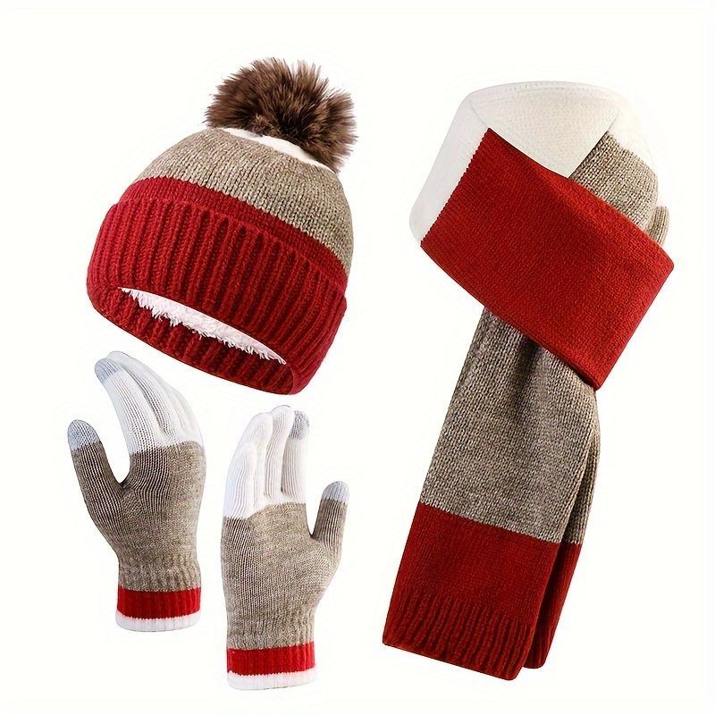 Unisex Knit Hat Scarf Gloves Set Winter Accessories Australia 3-Piece Warm Set - Yellow - Size L — image 3