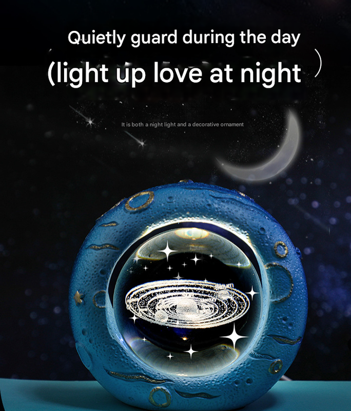 Celestial Ring LED Crystal Ball Lamp - 3D Engraving, Unique Gift (Little Prince Rose) โ image 4