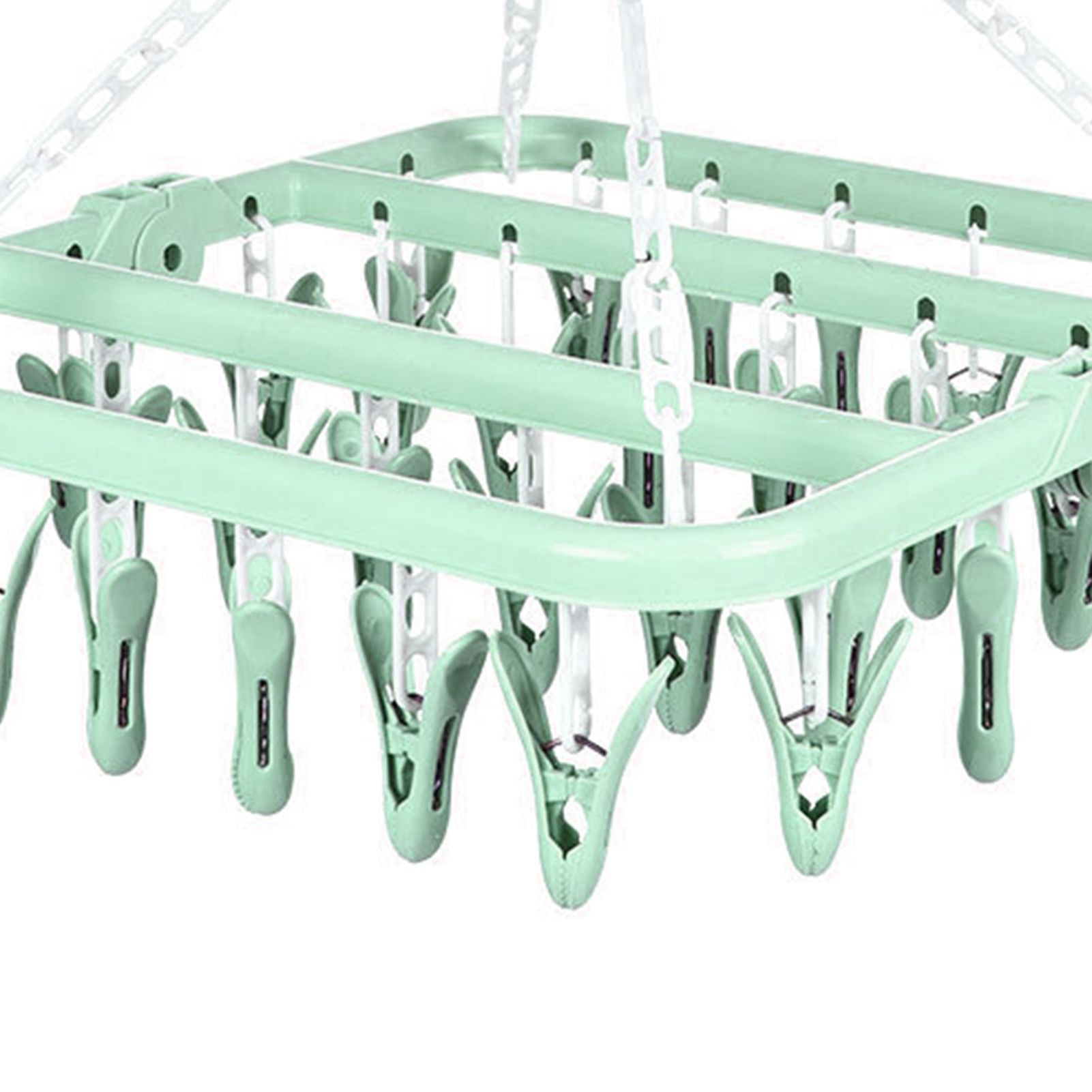 32 Clip Folding Hanger 360 Degree Rotation Household Laundry Clip Rack with Windproof Lock Drying Rack Green C0NCN — image 5