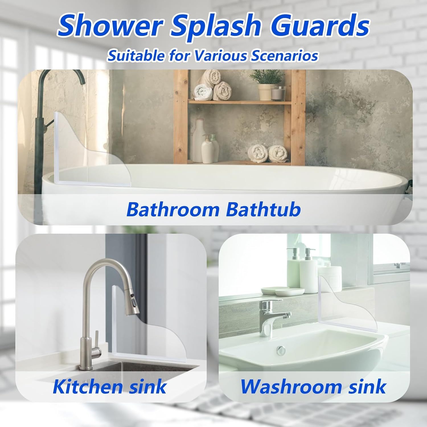 Bathroom Shower Splash Guard or Tub, 2 Pcs Bathtub Water Guards, Shower Water Guard or Bathtub Splash Guard Removable, Bathtub Water Splash Guards Corner — image 6