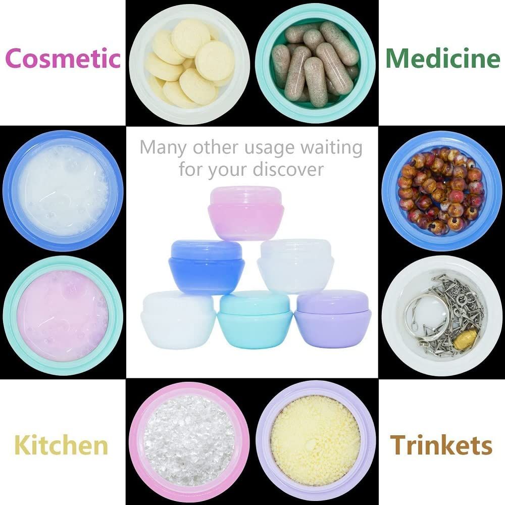 Plastic Small Travel Containers for Toiletries, Refillable Cosmetics Makeup Jars with Lids, 20g/0.7OZ Per Piece, 6 Pieces