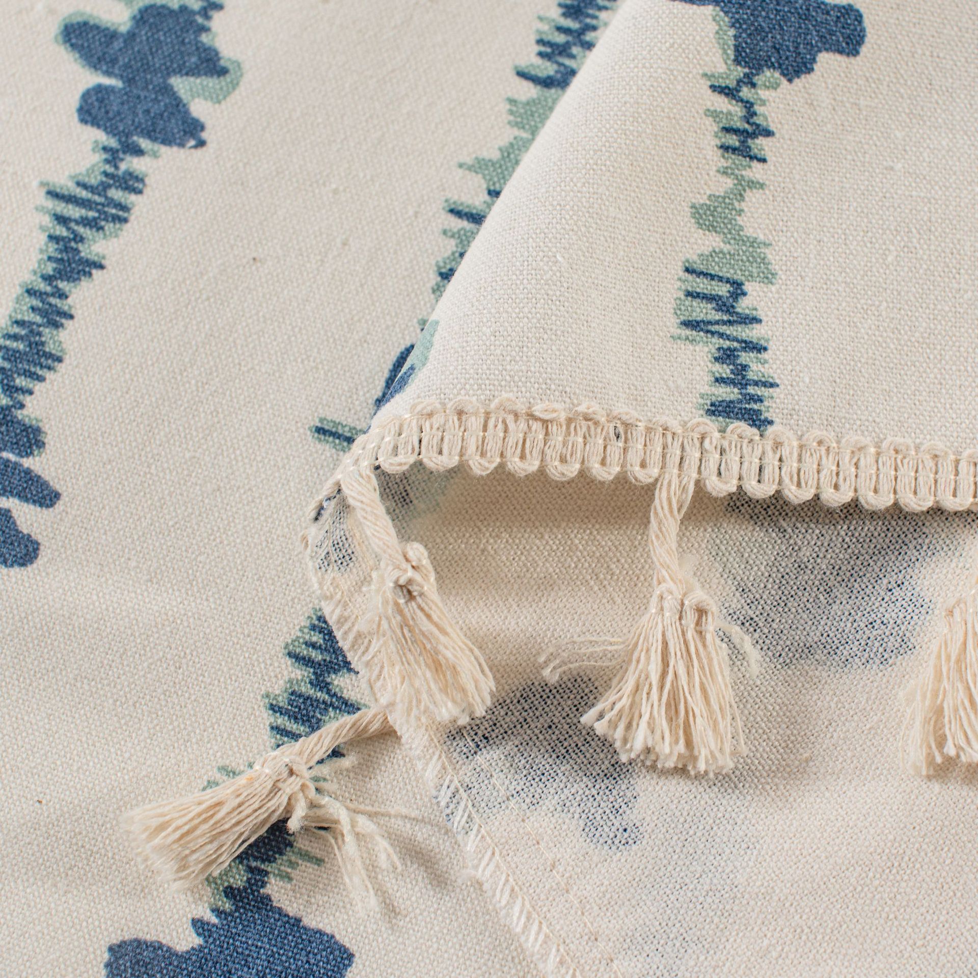 Blue Striped Cafe Curtain - 150 x 60 cm Cotton Linen Half Window Curtain with Tassel Trim for Kitchen, Cabinet and Small Window Decor — image 4