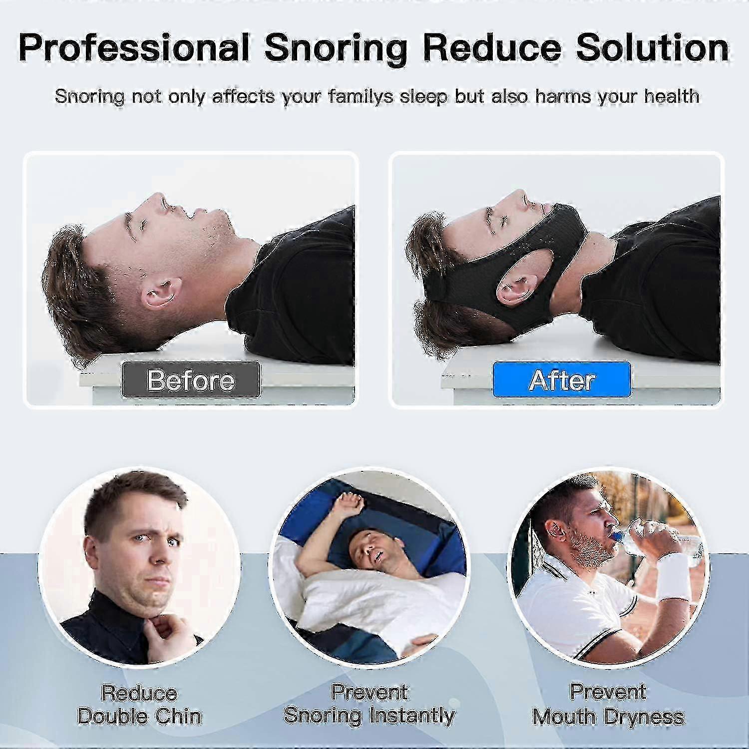 Anti Snore Chin Strap [upgraded 2023], Vosaro Snoring Solution Effective Anti Snore Device, Adjustable And Breathable Stop Snoring Head Band For Men & Women — image 4