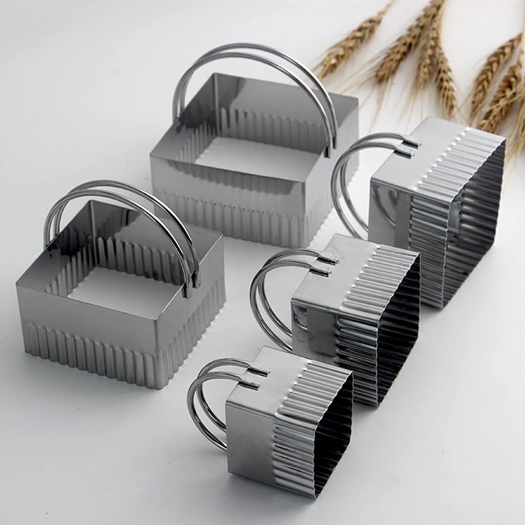 5pcs Cookie Cutters Set with Handle Stainless Steel Biscuits Mould Mini Quadrate Heart Flower Molds Cutter for Baking Cooking(Quadrate) โ image 5