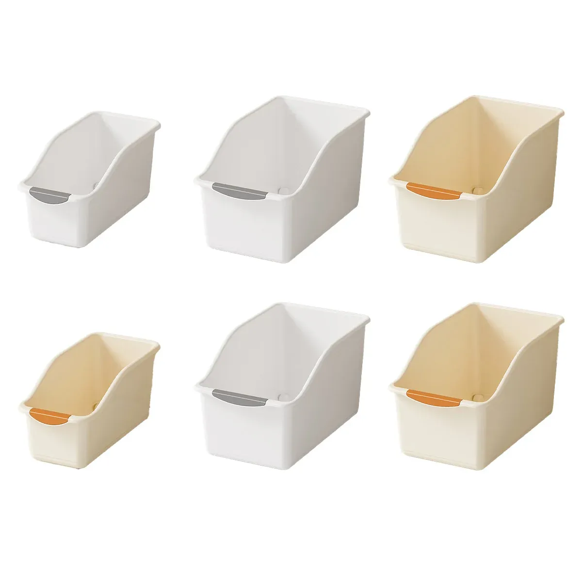 2pcs Cabinet Storage Box Miscellaneous Organizer Household Container Plastic Bin - L-Beige — image 3