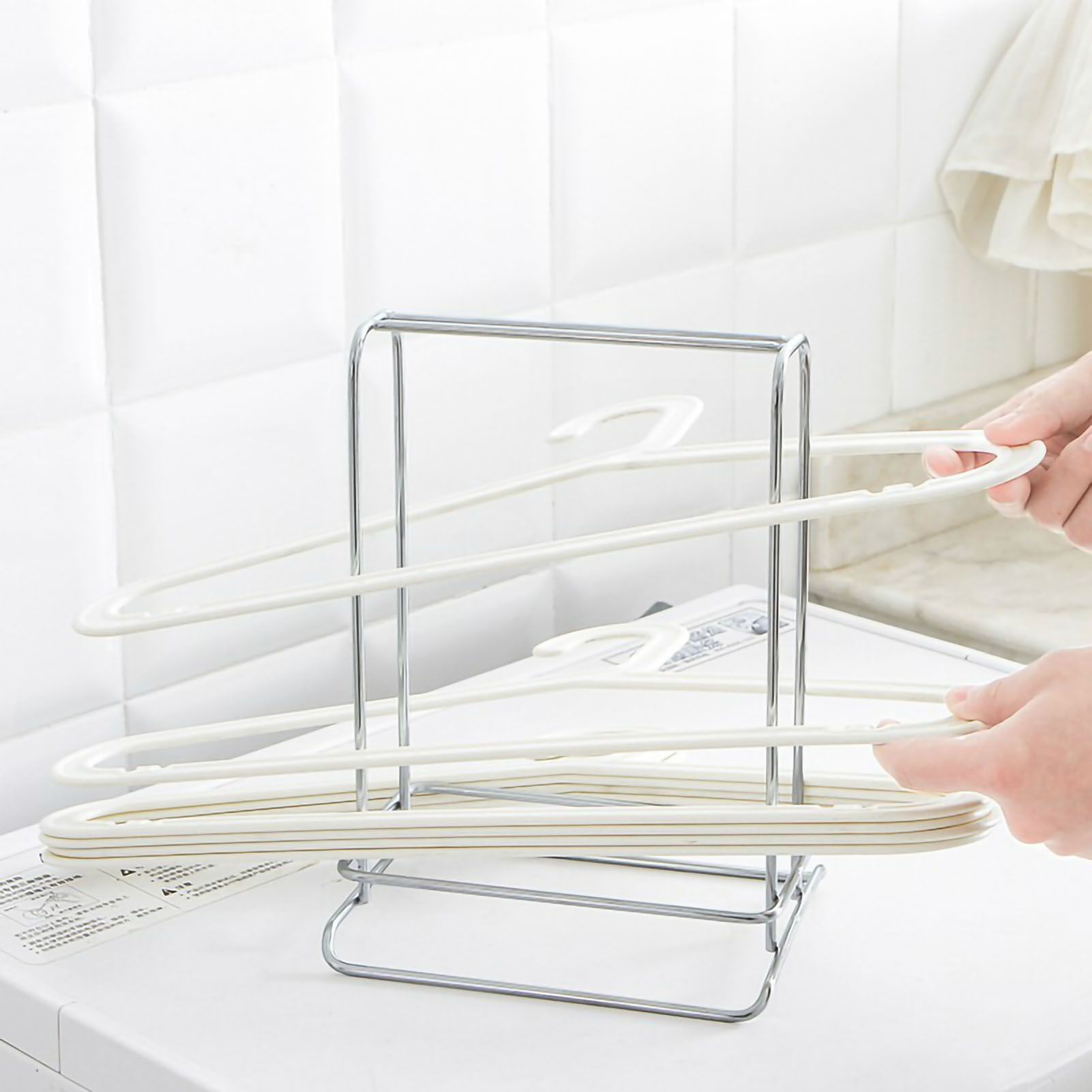 Clothes Hanger Holder Stainless Steel Hanger Storage Rack Sturdy Hanger Stacker for Bedroom Balcony Stainless Steel Color — image 3