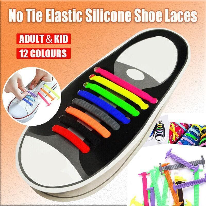 No Tie Elastic Silicone Shoe Laces 16PCS Shoelaces for Sneakers and Runners - Colours 16PCS — image 2