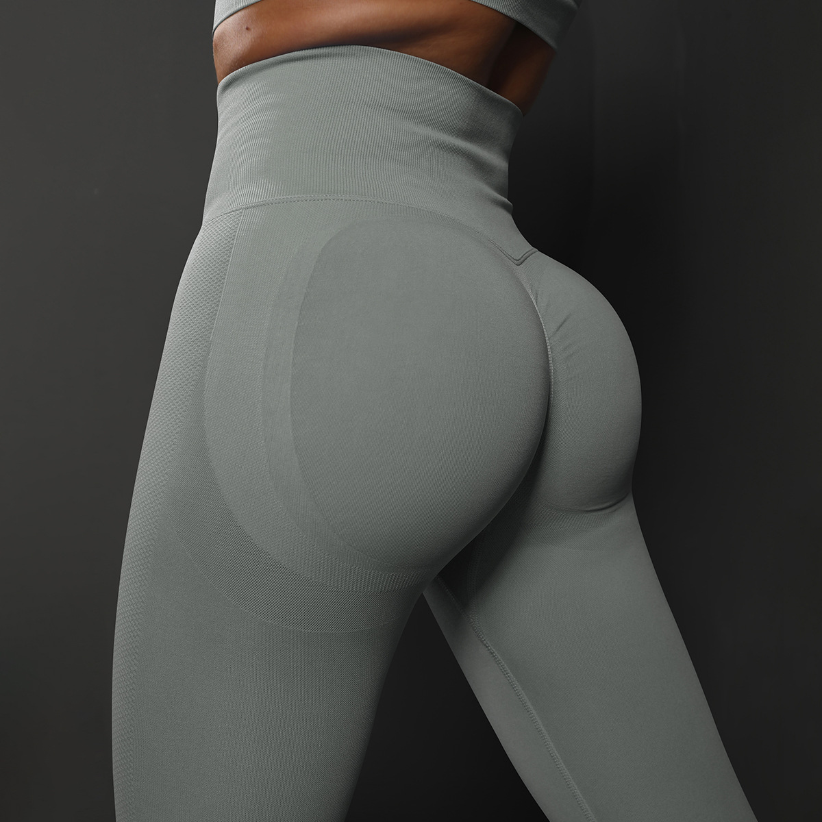 Size M Light Grey Seamless High-Waisted Yoga Pants for Women - Lift Workout Leggings for Running, Gym, and Fitness โ image 2