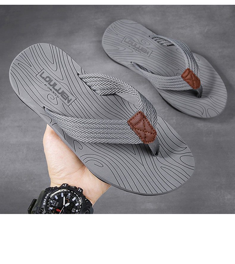 Men's Outdoor Non-Slip Flip Flops, 6 Colors EVA Lightweight Thick-Sole Beach Sandals for Casual & Sports(gray-45) โ image 3