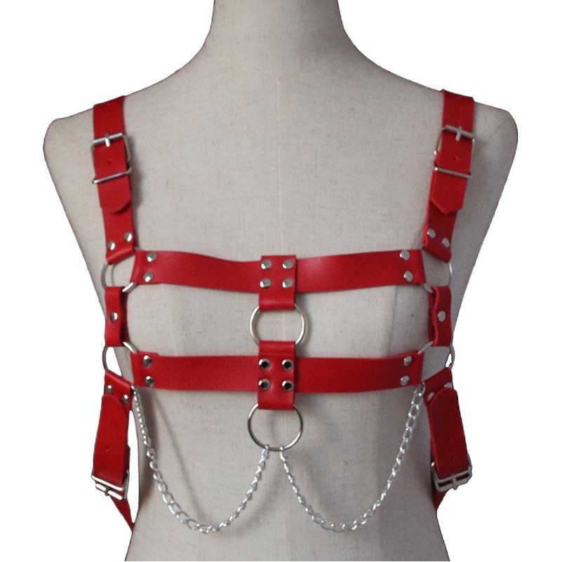 AX Punk PU Cross Strap for Men and Women Red โ image 2