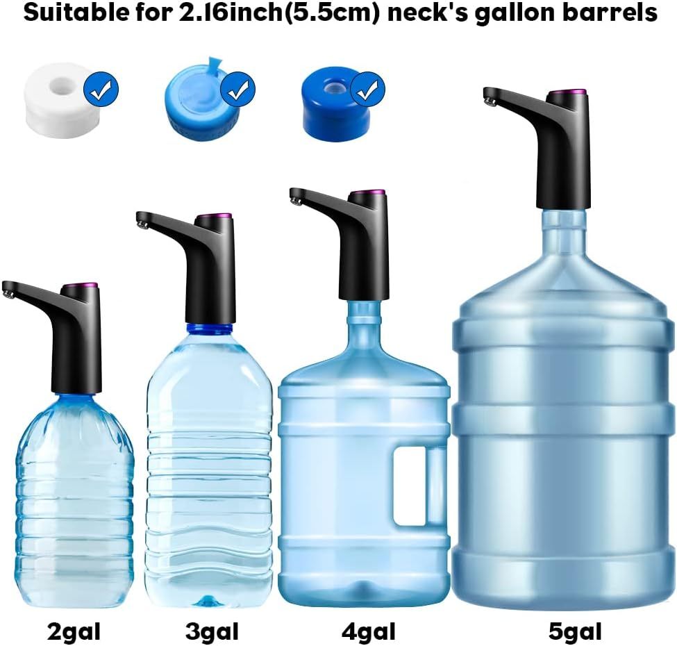 Water Bottle Pump Water Dispenser, Water Pump for 5 Gallon Jug USB Charging, Automatic Drinking Water Dispenser Pump, Black — image 2