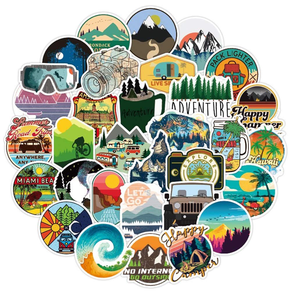 50 Pcs Outdoor Adventure Stickers| Wilderness Nature Hiking Camping Travel Waterproof Vinyl Stickers for Water Bottles — image 3