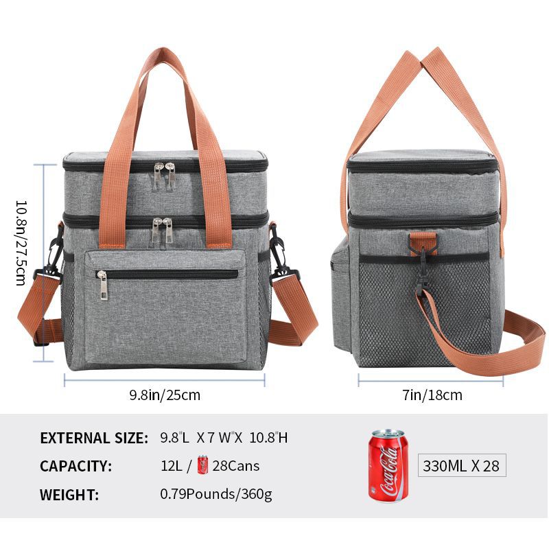 Grey Waterproof Insulated Lunch Bag - Leakproof Thermal Cooler for Food and Drinks — image 2