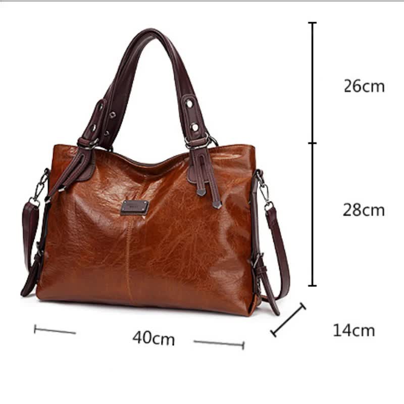 Classic Vintage PU Leather Handbag-Spacious Shoulder and Crossbody Tote for Women (Wine Red) — image 4