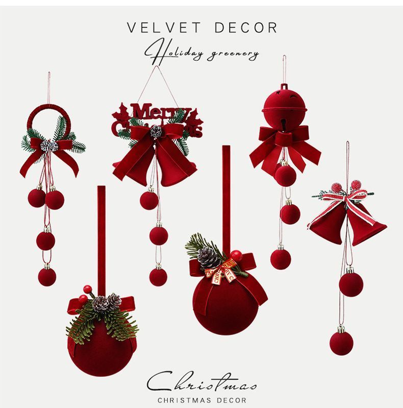 Flocked Christmas Bauble Hanging Ornament, Holiday Home & Store Window Decoration ā image 2