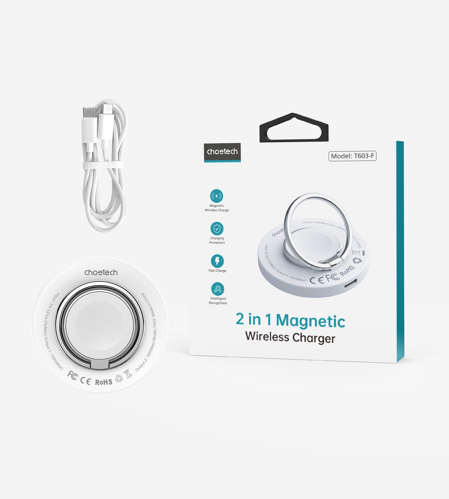 CHOETECH T603-F Ring Holder and Magnetic 15W Wireless Charger for Phone/airPod/iWatch โ image 5