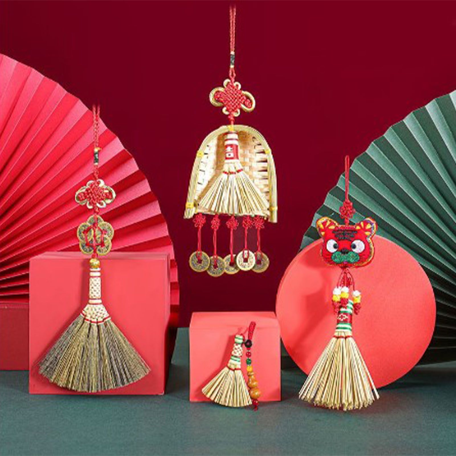 Broom Dustpan Decor Chinese Year Ornament Pendant New Tassel Hanging Decor Mini Fortune Broom Decoration B2 โ image 6