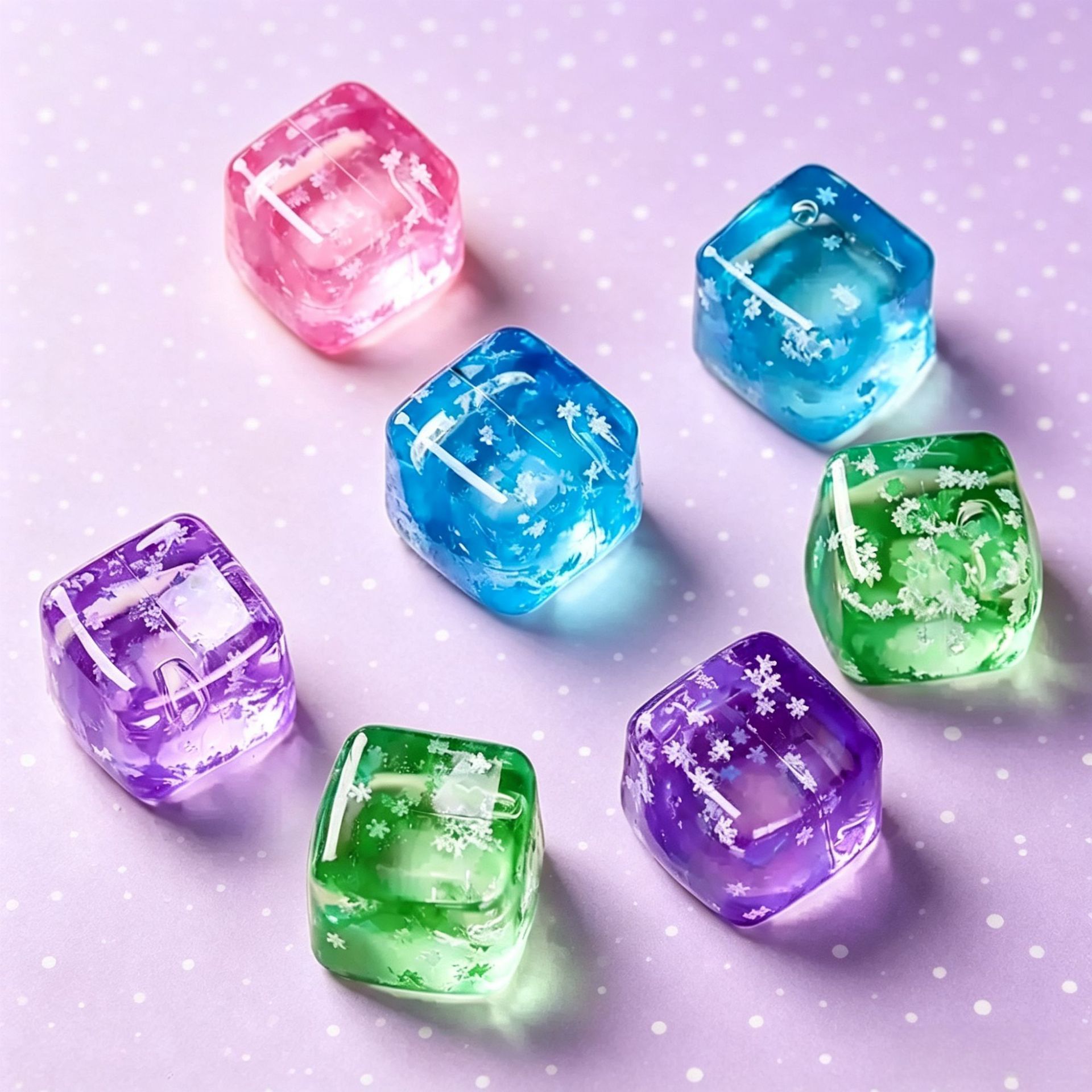 Snowflake Ice Cube Squishy Toy Pink โ image 3
