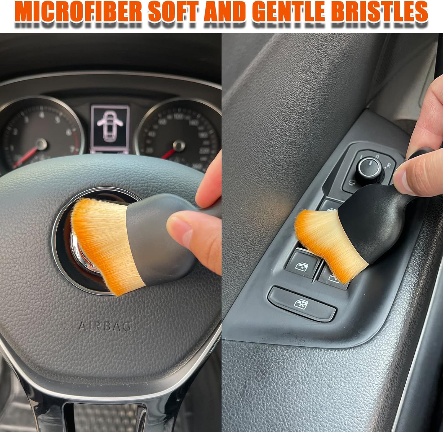 Car Interior Detailing Brush, Ultra Soft Non-Scratch Dust Brush, Car Interior Cleaning Tool for Cleaning Panels, Air Vent, Leather (Yellow) โ image 6