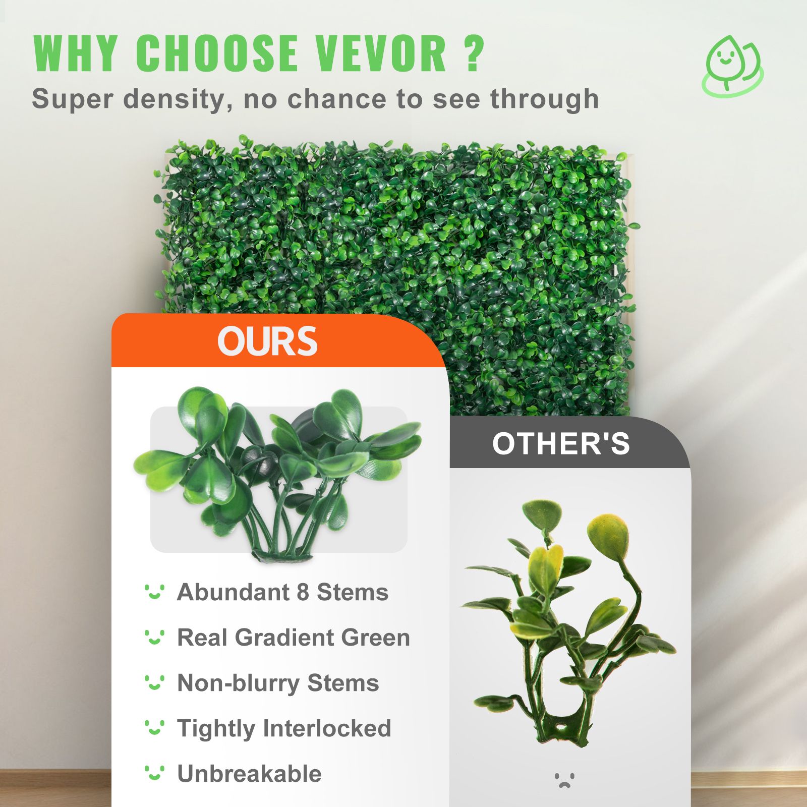 Artificial Boxwood Panel UV 12pcs Boxwood Hedge Wall Panels Artificial Grass Backdrop Wall 20 × 20" 4cm Green Grass Wall Fake Hedge for Decor Privacy Fence — image 4