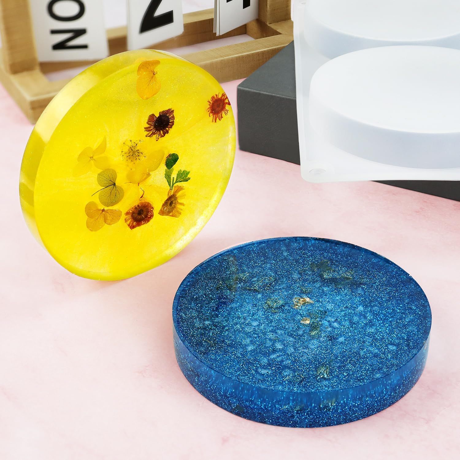 6 Cavity Round Silicone Resin Coaster Mould, Deep Epoxy Casting Mould for Drink Mats, Cups, Home Decor and DIY Craft Projects, 10.2 cm — image 6