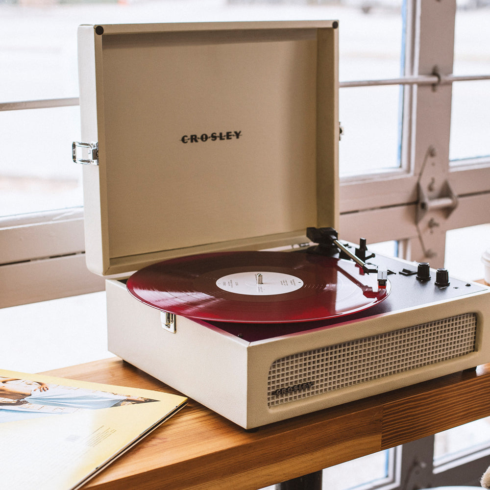 Crosley Voyager Bluetooth Portable Turntable - Dune + Bundled Crosley Record Storage Display Stand — image 5