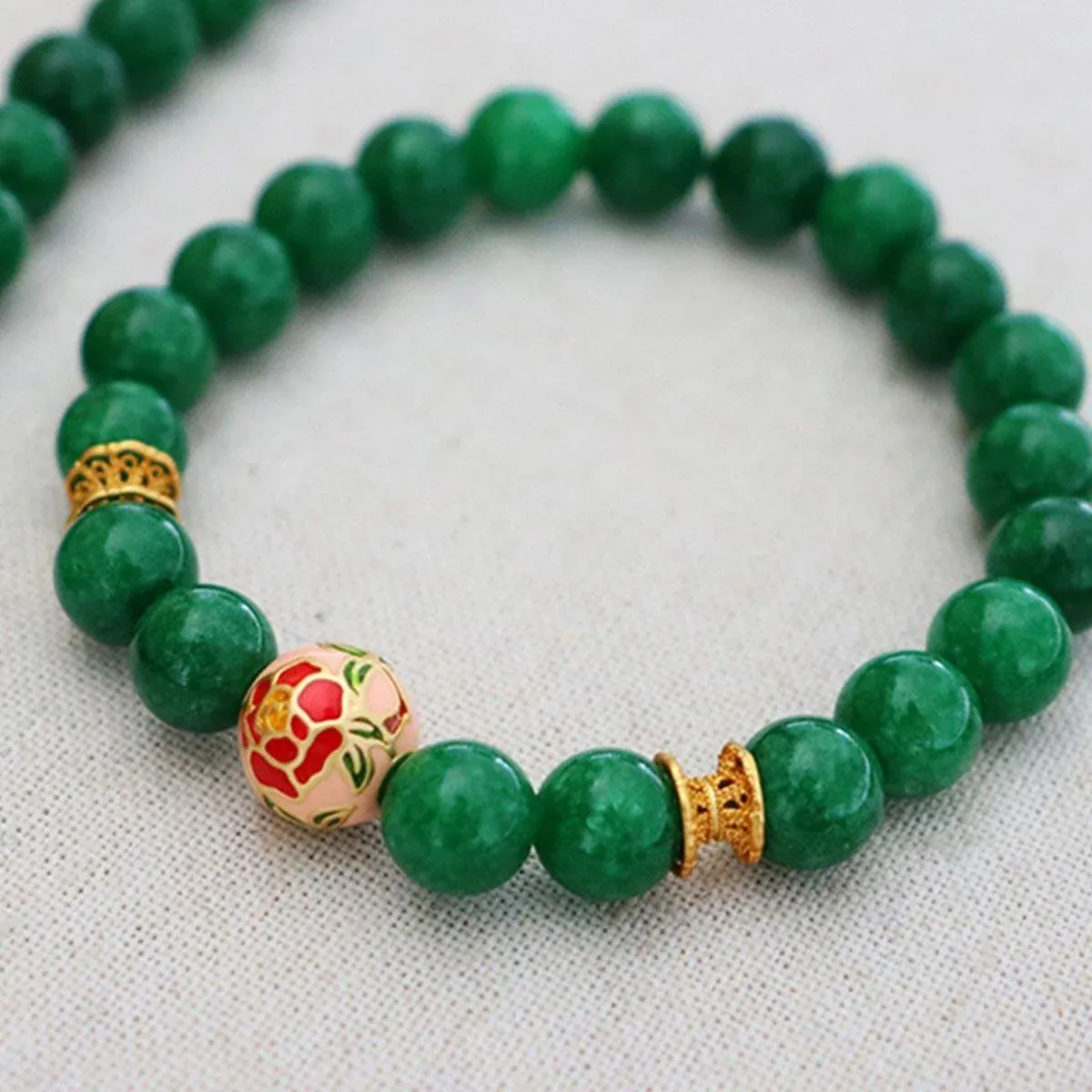 Green Natural Stone Beaded Bracelet Beauty Handmade Women Simple Healing Reiki — image 4