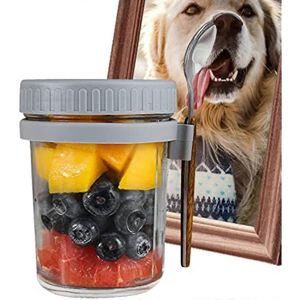 Salad Jars with Spoon Breakfast On The Go Oats Cups Large Airtight Storage Jars โ image 4