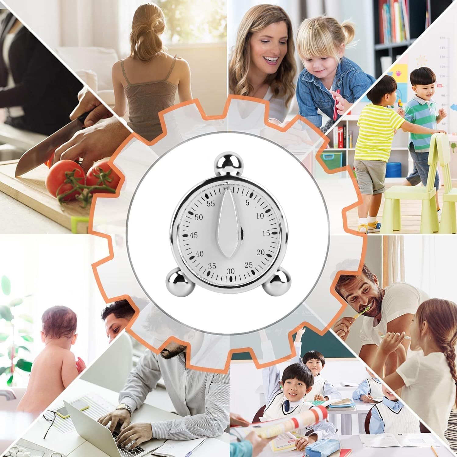 Mechanical Timer,60 Minute Magnetic Stopwatch Timer Kitchen Cooking Timer Visual Countdown Timer with Alarm Sound for Cooking — image 4