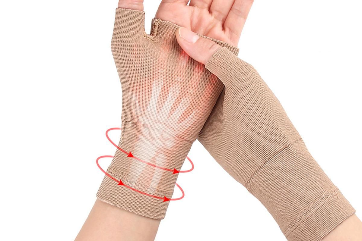 1Pair Wrist Brace Glove Sport Wrist Support for Fitness Weightlifting Skin Tone - L — image 4