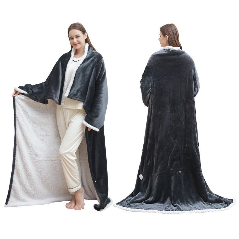 Wearable Heated Blanket With Sleeves Heated Throw Temperature - Gray - Size 127-177cm โ image 5